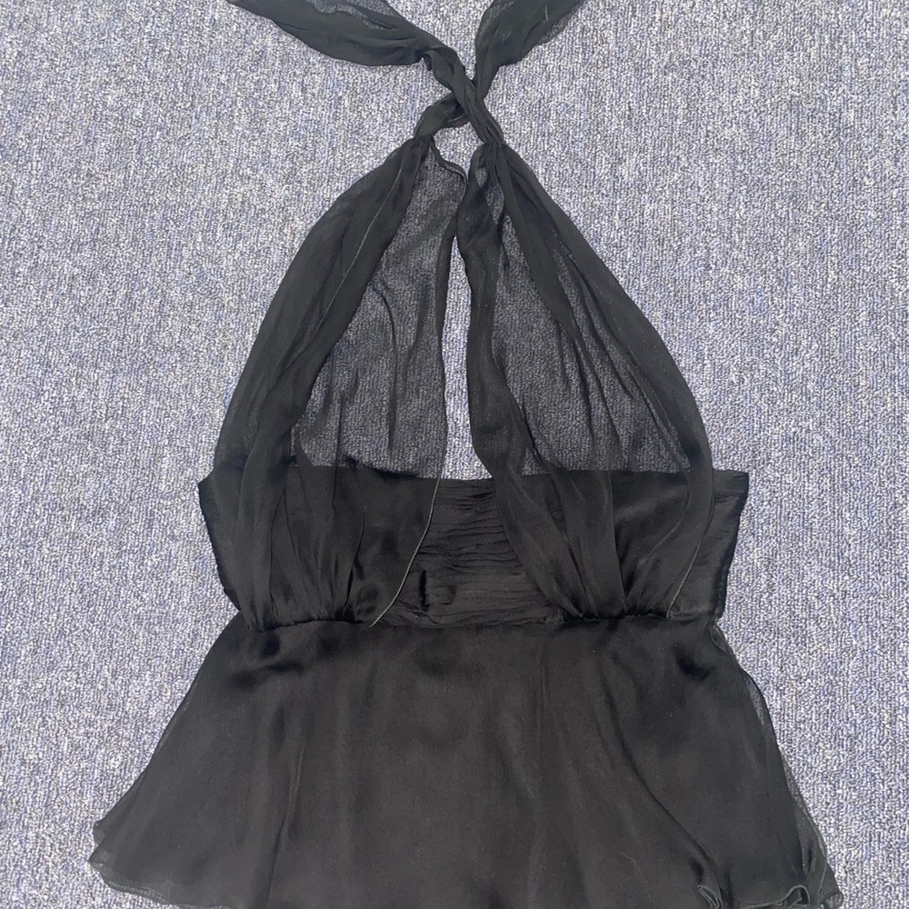 ‼️❌SOLD❌‼️Valentino Rare Black Silk Halter Top White Label Iconic Luxury Style - Picture 6 of 6